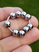 Stress relief steel meditation praying 9 beads ring healing sikh hindu muslim M7G