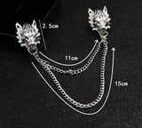 Stunning silver plated vintage look wolf collar chain christmas brooch pin b13