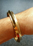 Brass kara 1 edge 22 ct. gold look sikh Bangle singh khalsa kada bracelet z7 New