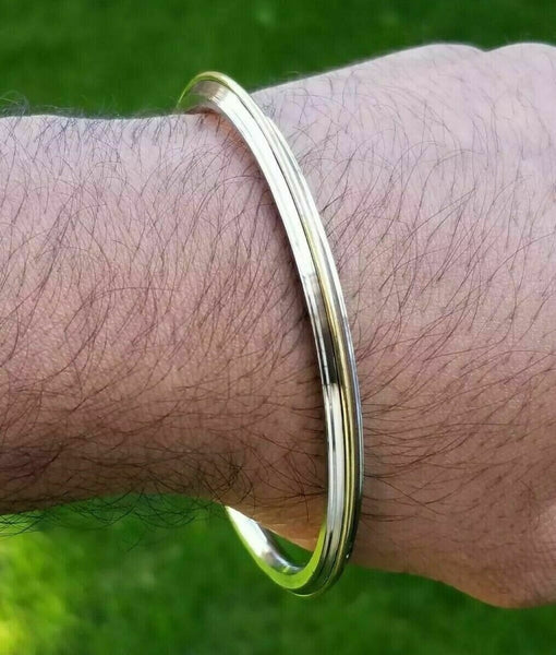 Stainless steel brass edge lines sikh singh kaur khalsa kara kada bracelet l6