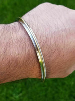 Stainless steel brass edge lines sikh singh kaur khalsa kara kada bracelet l6