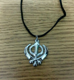 Small Steel Khanda Pendant Necklace Punjabi Sikh Singh in black dori Thread LL9
