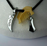 Sikh Kirpan Khanda Comb Pendant dori Necklace Stainless Steel Punjabi khalsa QQ1