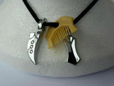 Sikh Kirpan Khanda Comb Pendant dori Necklace Stainless Steel Punjabi khalsa QQ1
