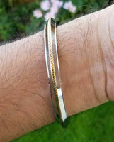 Stainless steel ridged golden edge sikh singh kaur khalsa kara kada bracelet l5