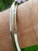 Stainless steel ridged golden edge sikh singh kaur khalsa kara kada bracelet l5