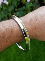 Stainless steel ridged golden edge sikh singh kaur khalsa kara kada bracelet l5