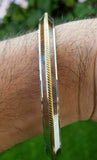 Stainless steel ridged golden edge sikh singh kaur khalsa kara kada bracelet l5