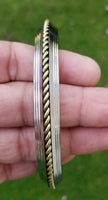 Sikh kara stainless steel twisted brass wire rope edge kada singh kaur bangle w5