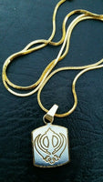 Khanda pendant laser engraved gold silver plated sikh singh kaur punjabi locket