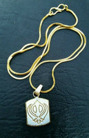 Khanda pendant laser engraved gold silver plated sikh singh kaur punjabi locket