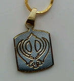 Khanda pendant laser engraved gold silver plated sikh singh kaur punjabi locket