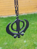 Punjabi Sikh Khanda Black Pendant Large Singh Kaur Car Rear View Mirror Hanger