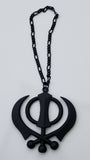 Punjabi Sikh Khanda Black Pendant Large Singh Kaur Car Rear View Mirror Hanger