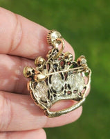 Jubilee crown brooch vintage look queen broach stunning gold plated pin kk4 new