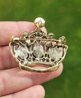 Jubilee crown brooch vintage look queen broach stunning gold plated pin kk4 new