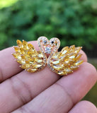 Swan Couple Brooch Gold Plated Stunning diamonte LOVE Celebrity Queen pin S27