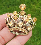 Jubilee crown brooch vintage look queen broach stunning gold plated pin kk4 new