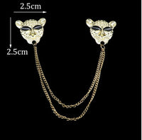 Leopard Brooch Vintage look Gold Plated Tiger celebrity Broach Queen Lion Pin S11 Queen Collar Cross Chain Pin