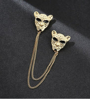 Leopard Brooch Vintage look Gold Plated Tiger celebrity Broach Queen Lion Pin S11 Queen Collar Cross Chain Pin