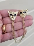 Leopard Brooch Vintage look Gold Plated Tiger celebrity Broach Queen Lion Pin S11 Queen Collar Cross Chain Pin
