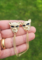 Leopard Brooch Vintage look Gold Plated Tiger celebrity Broach Queen Lion Pin S11 Queen Collar Cross Chain Pin