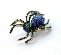 Vintage look gold plated blue spider brooch suit coat broach pin collar z24 New