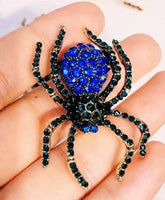 Vintage look gold plated blue spider brooch suit coat broach pin collar z24 New