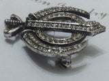 Stunning diamonte silver plated sikh khanda brooch cake pin x-mas singh gift