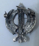 Silver Plated Khanda Brooch Rhinestones Vintage Look Sikh Pin Singh Gift Broach