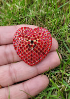 Red Heart Celebrity Brooch Stunning Vintage Look Retro Style Love Broach Pin D3R