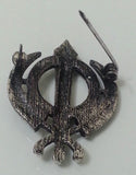 Silver Plated Khanda Brooch Rhinestones Vintage Look Sikh Pin Singh Gift Broach