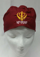 Sikh Punjabi Turban Patka Pathka Singh Khanda Bandana Head Wrap Maroon Colour WW