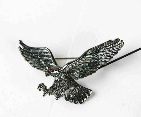 Vintage look silver plated flying eagle brooch suit coat broach collar pin b16c