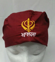 Sikh Punjabi Turban Patka Pathka Singh Khanda Bandana Head Wrap Maroon Colour WW