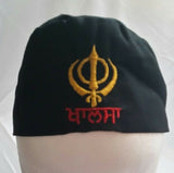 Sikh Patka Punjabi Black Bandana Kids infants baby pathka khanda Head wrap gear - Two Strings