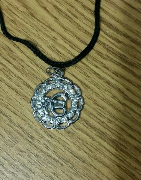 Beautiful unisex small round steel punjabi sikh 1 onkar pendant with rhinestones