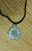Beautiful unisex small round steel punjabi sikh 1 onkar pendant with rhinestones