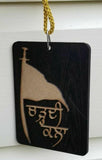 Punjabi sikh wooden chardi kala nishan sahib pendant protection car hanger kk3