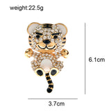 Stunning tiger teddy brooch vintage look broach diamonte gold plated pin jjj57