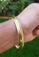 Brass Kara One Edge Gold Look Sikh Singh Bangle Kaur Khalsa kada bracelet L4 New