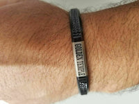Black colour laser engraved khandas sikh kaur singh khalsa kara bangle kada j9