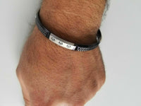 Black colour laser engraved khandas sikh kaur singh khalsa kara bangle kada j9