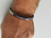 Black colour laser engraved khandas sikh kaur singh khalsa kara bangle kada j9