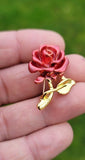 Rose flower brooch celebrity valentines day pin vintage look queen broach s16