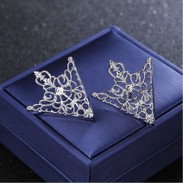 Silver gold plated triangle designer collar pin creative shirt