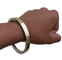 Sikh kara Stainless Steel Flat Smooth Brass Lines Kada Singh Kaur Bangle N11
