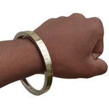 Sikh kara Stainless Steel Flat Smooth Brass Lines Kada Singh Kaur Bangle N11