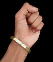 Sikh kara Stainless Steel Flat Smooth Brass Lines Kada Singh Kaur Bangle N11