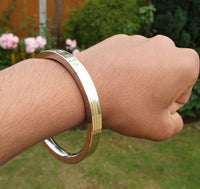 Sikh kara Stainless Steel Flat Smooth Brass Lines Kada Singh Kaur Bangle N11